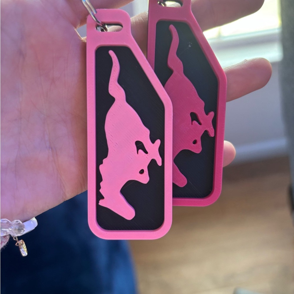Pink and Black Mustang Keychains